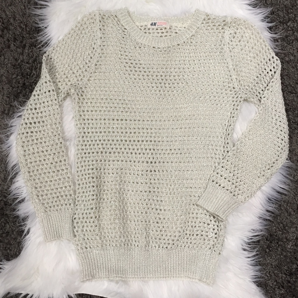H&M Knit Sweater - Ivory Glitter Strand Yarn NWOT